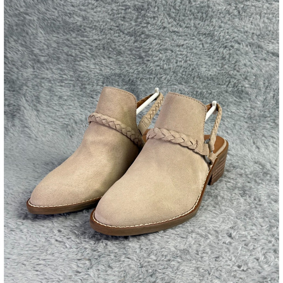 Lucky Brand Fenise Clogs Tan Coffee Suede Booties Women's Size 7.5 Backstrap - Picture 2 of 11